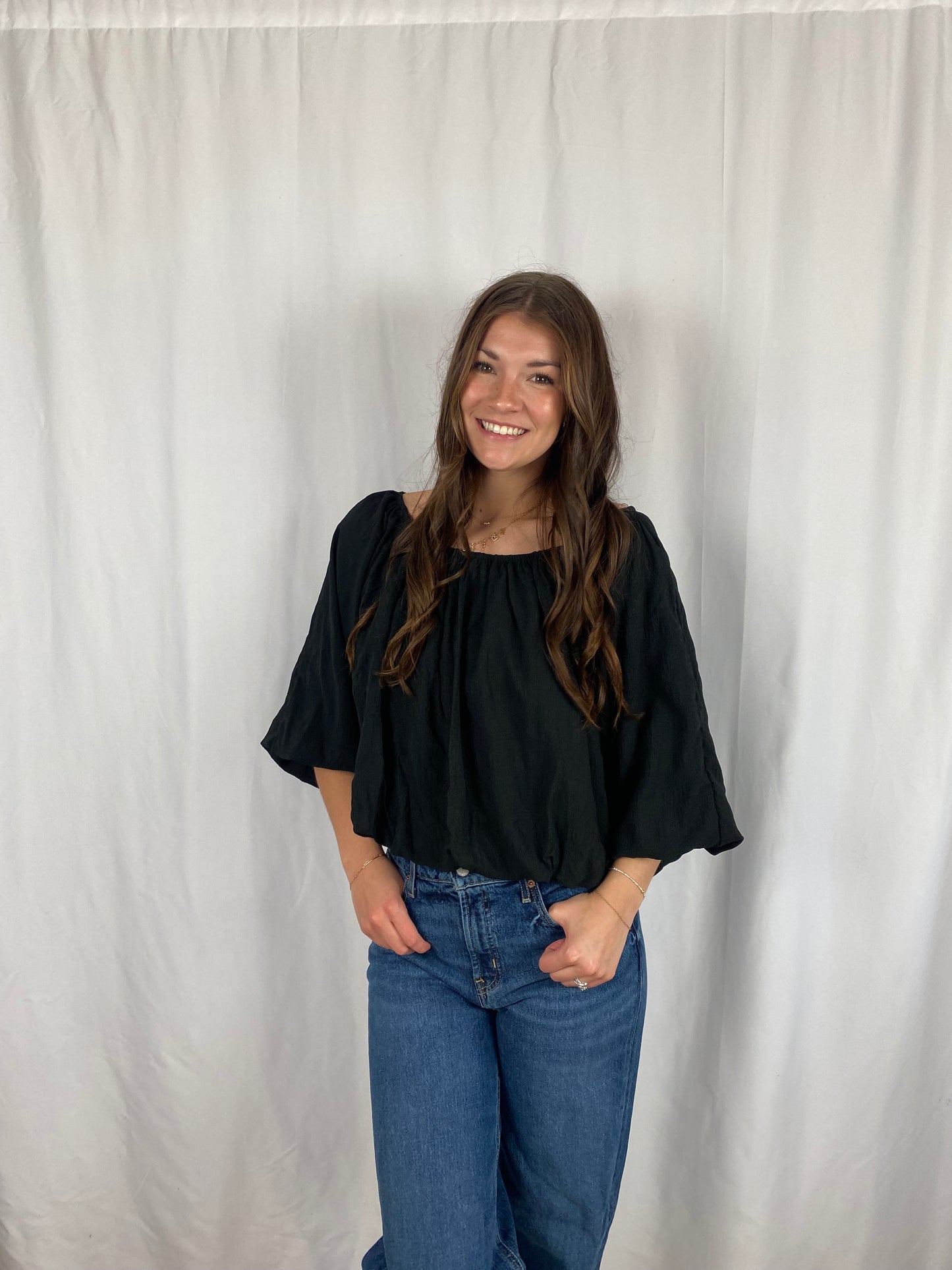 Textured Puff Sleeve Blouse