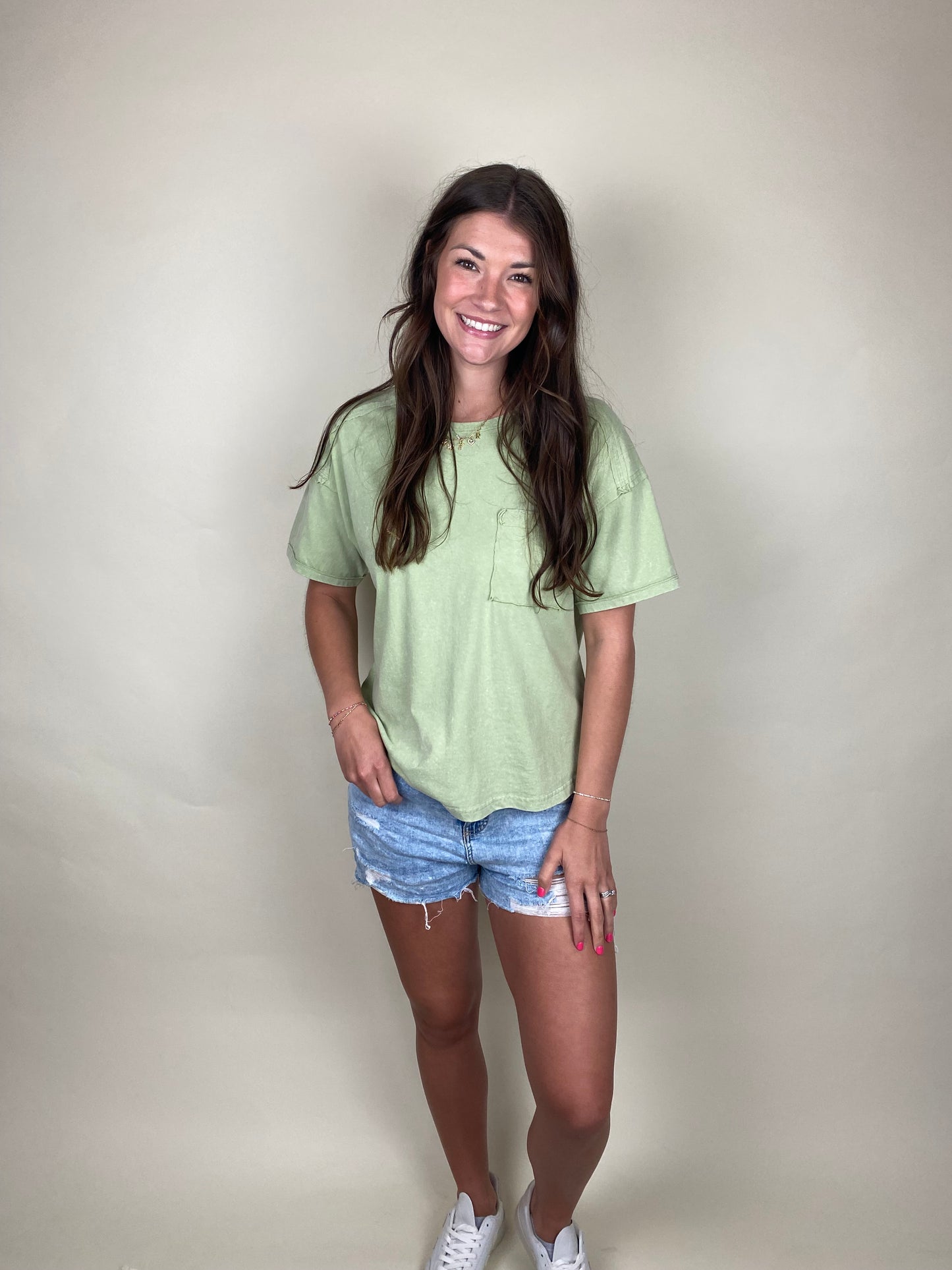 No Time Mineral Washed Lime Top