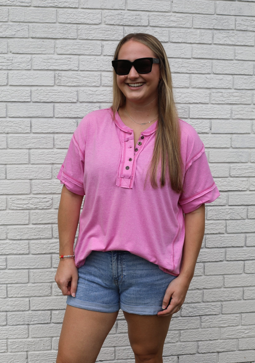 Raw Edge Detailed Mauve Top