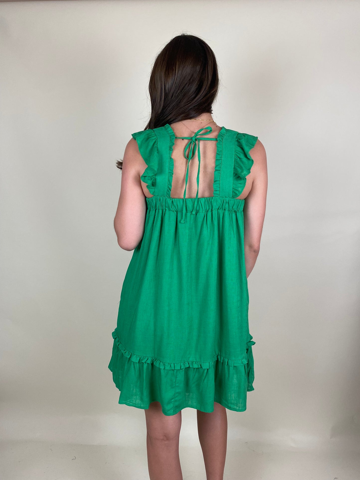 Ruffled Linen Mini Dress