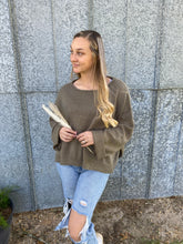 Load image into Gallery viewer, Loose Fit Olive Sweater
