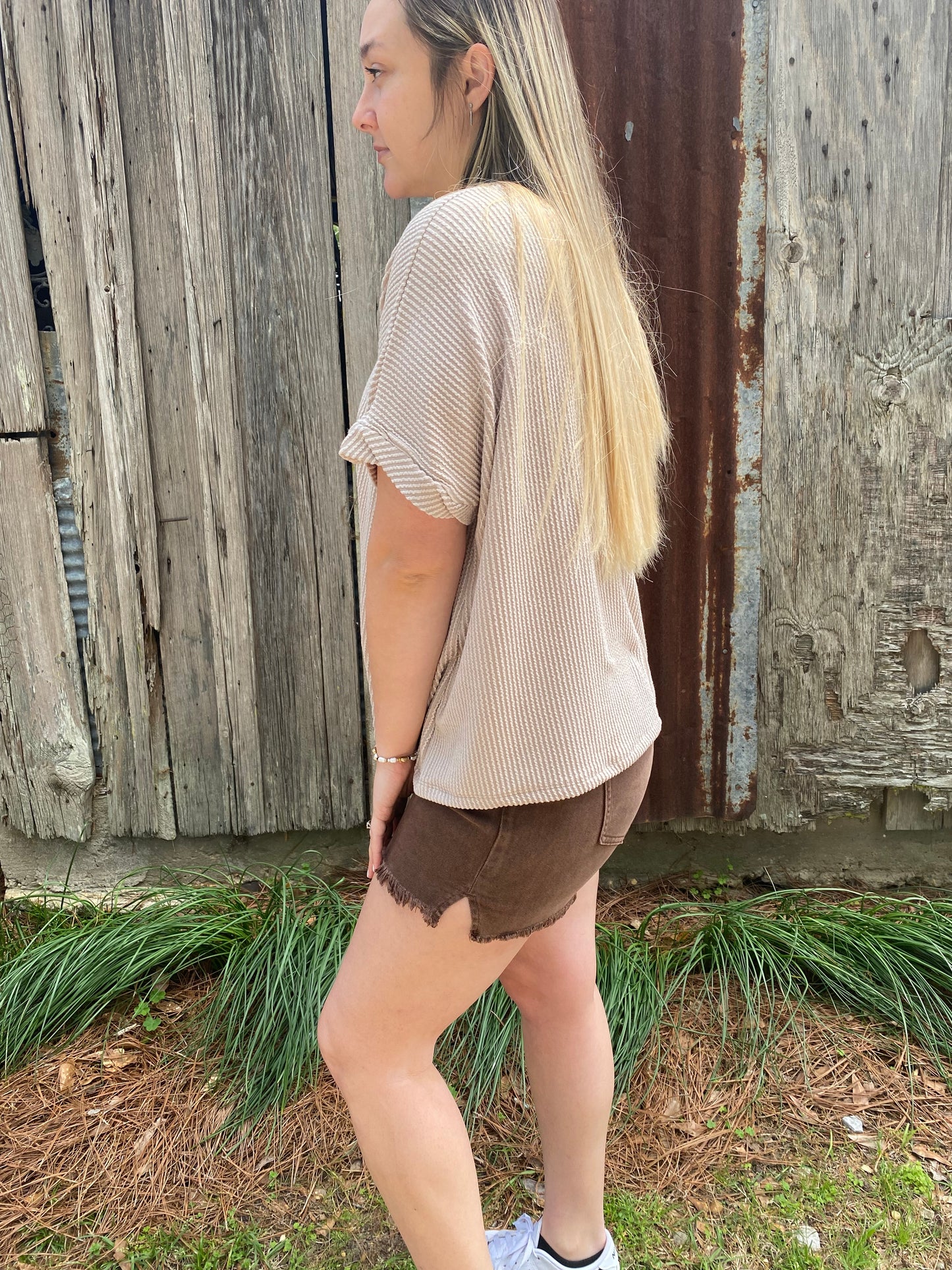 Acid Washed Frayed Shorts