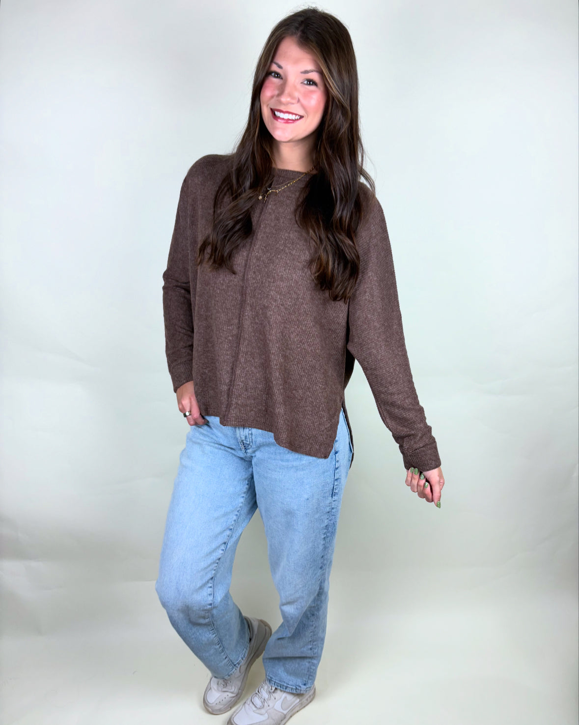 Ribbed Center Seam Sweater