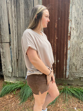 Load image into Gallery viewer, Acid Washed Frayed Shorts ~ Brown
