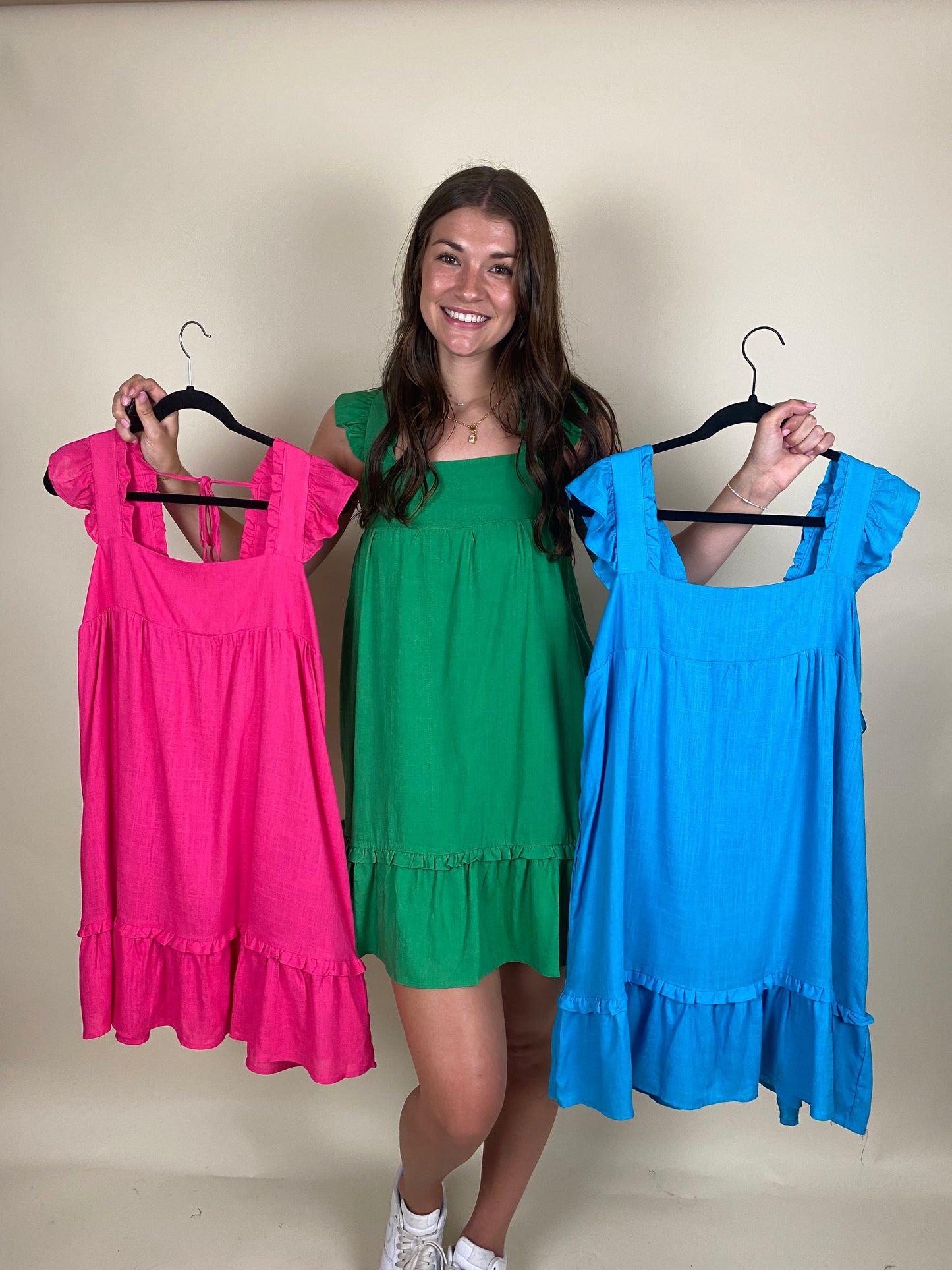 Ruffled Linen Mini Dress