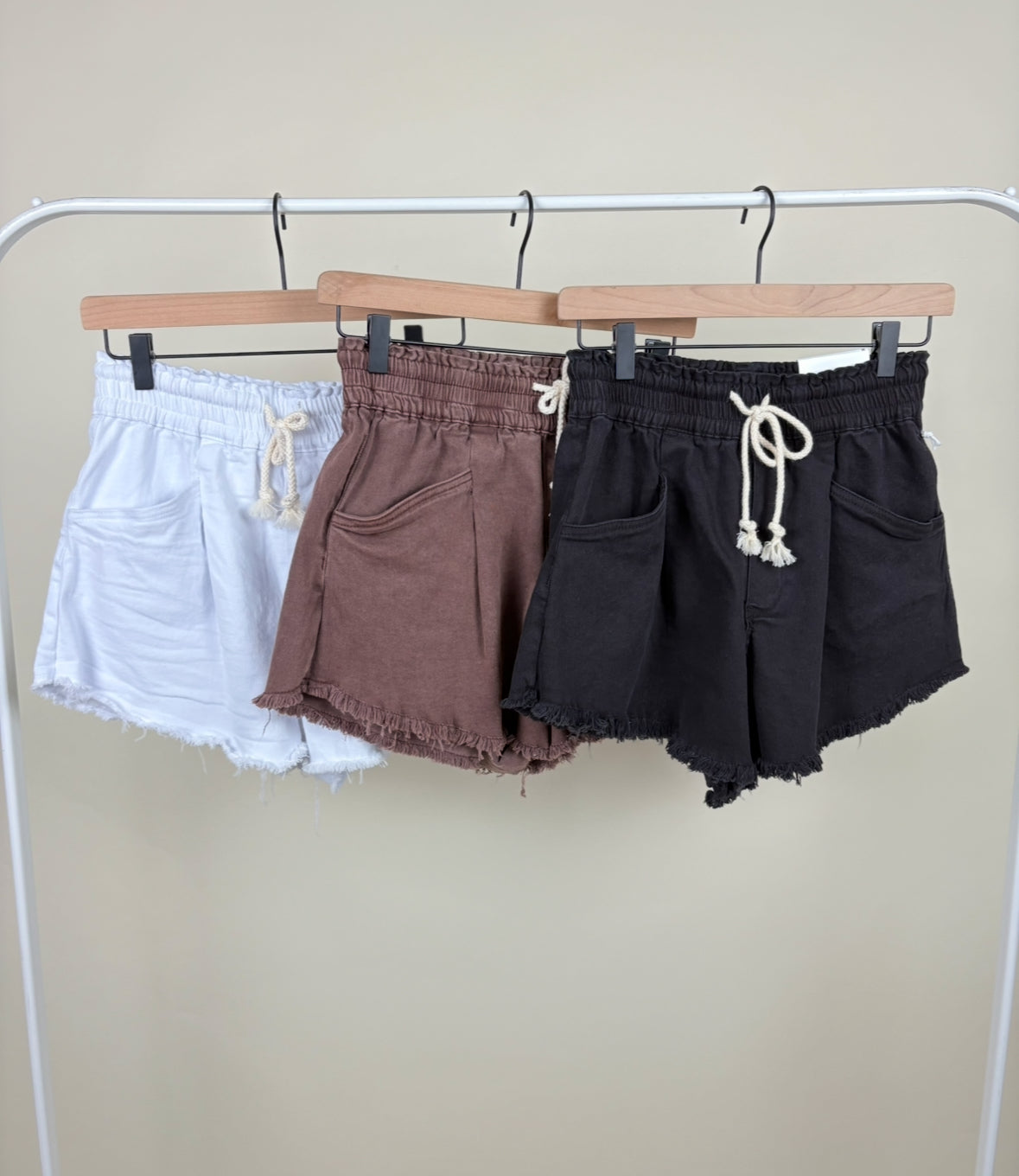 Drawstring High Waisted Denim Shorts