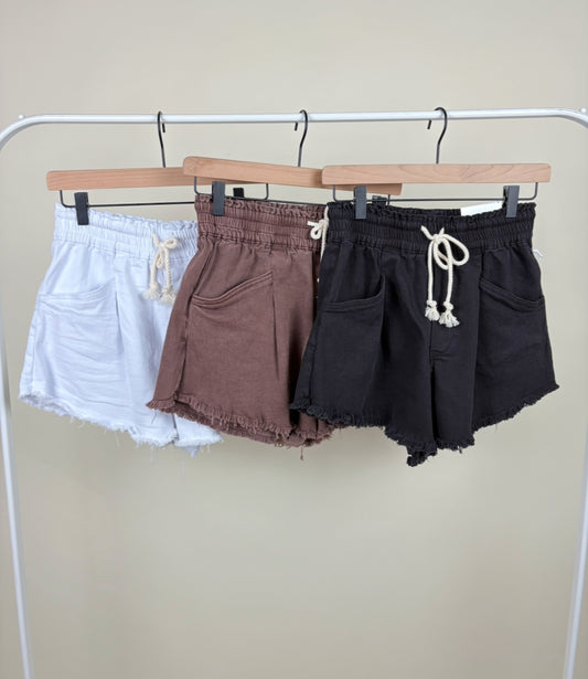 Drawstring High Waisted Denim Shorts
