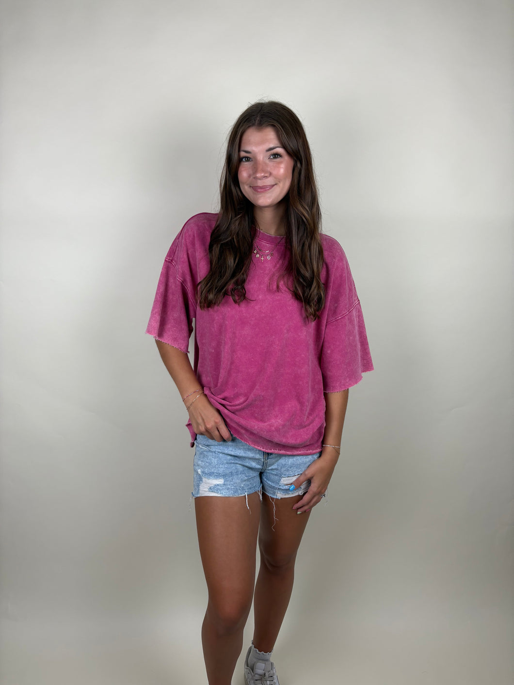 Anytime French Terry Oversized Tee ~ Ash Pink