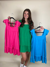 Load image into Gallery viewer, Ruffled Linen Mini Dress ~ Pink
