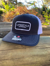 Load image into Gallery viewer, Black/White Lifestyle Hat - Woven Patch
