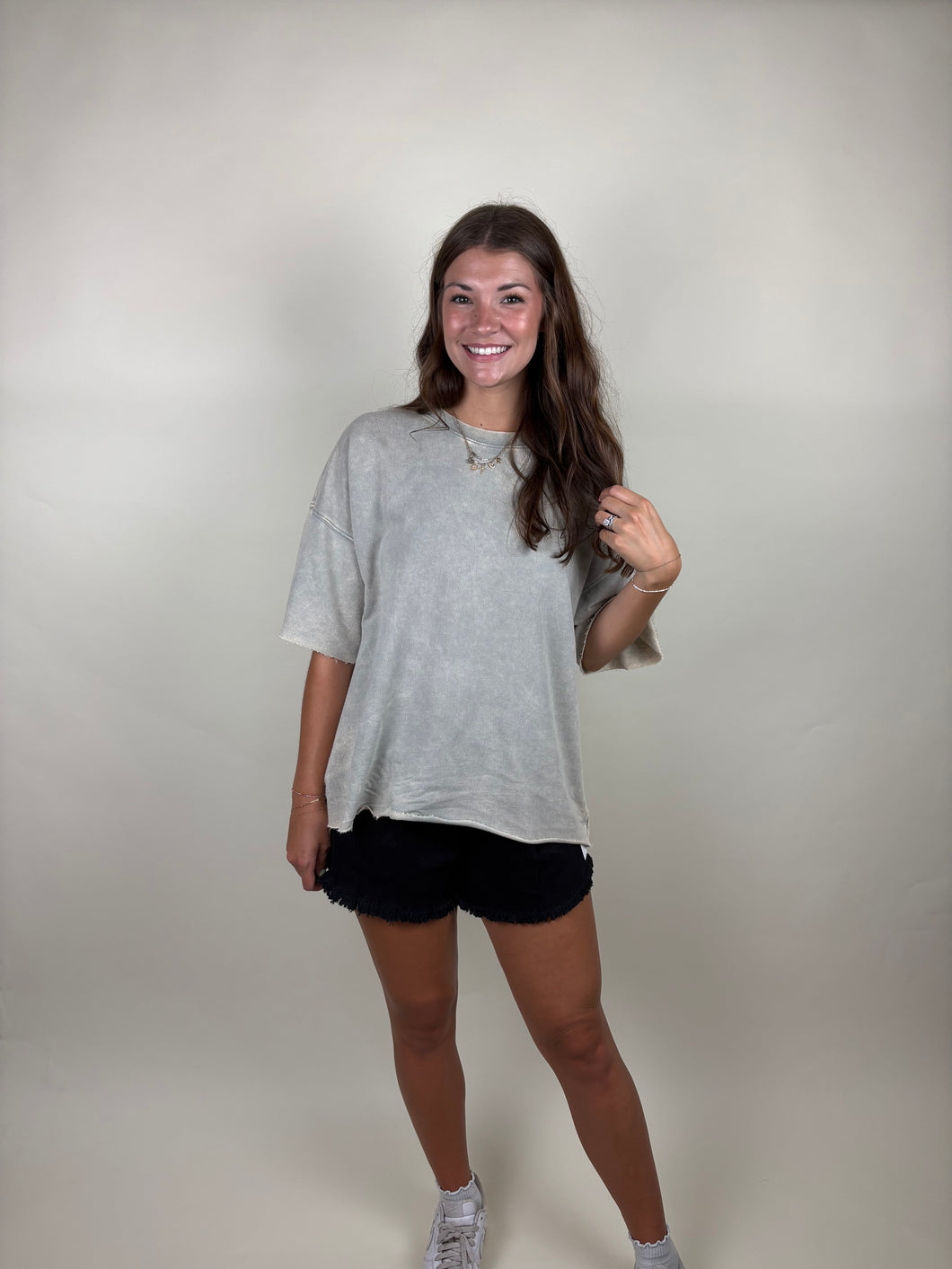 Anytime French Terry Oversized Tee ~ Sleet