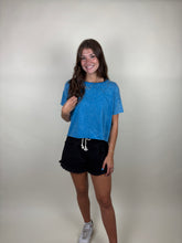 Load image into Gallery viewer, Girls Day Washed Cropped Tee ~ Ocean Blue

