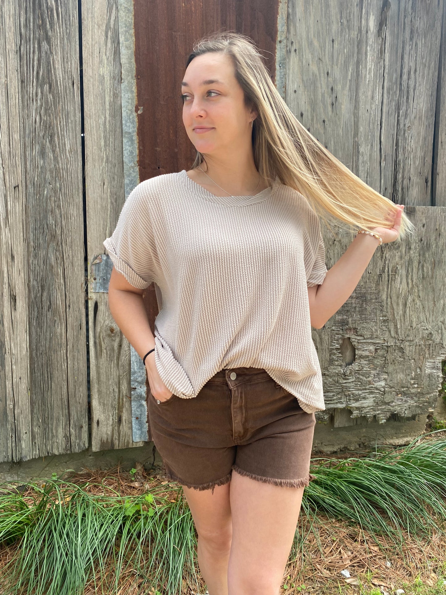 Acid Washed Frayed Shorts