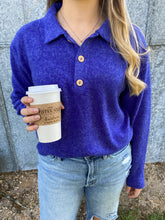 Load image into Gallery viewer, Brushed Collared Sweater ~ Blue
