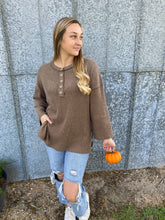 Load image into Gallery viewer, Ribbed Henley Sweater ~ Mocha
