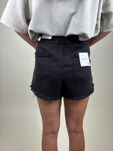 Load image into Gallery viewer, Drawstring High Waisted Denim Shorts ~ Black
