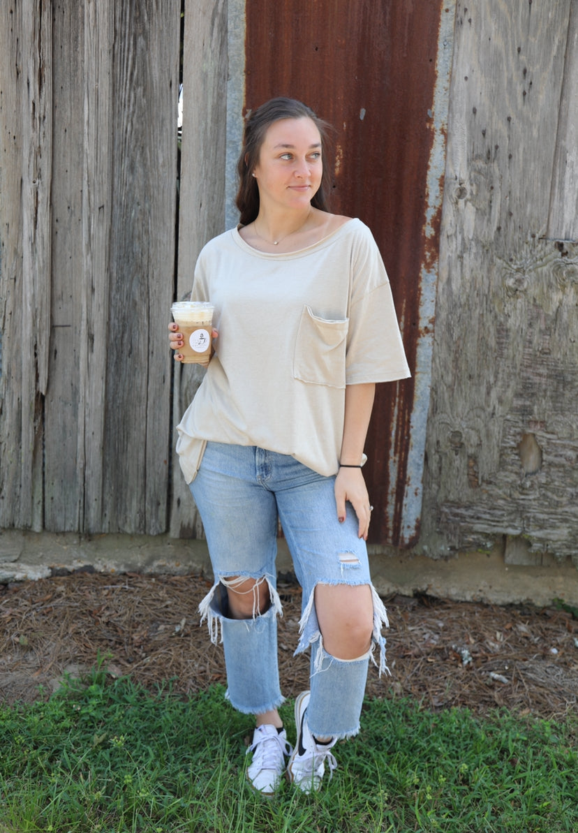 Always Comfy Oversized Top ~ beige