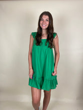 Load image into Gallery viewer, Ruffled Linen Mini Dress ~ Green
