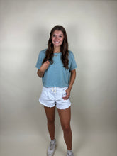 Load image into Gallery viewer, Girls Day Washed Cropped Tee ~ Blue Grey
