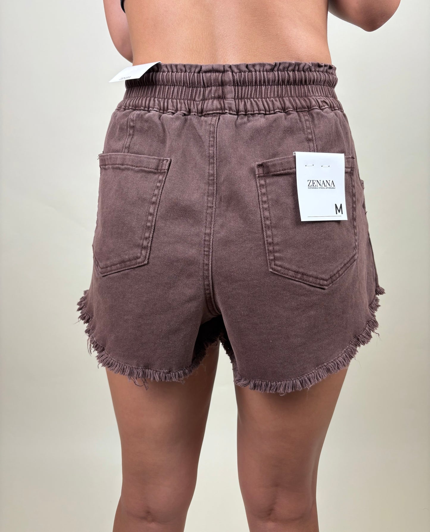 Drawstring High Waisted Denim Shorts