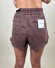 Load image into Gallery viewer, Drawstring High Waisted Denim Shorts ~ Brown
