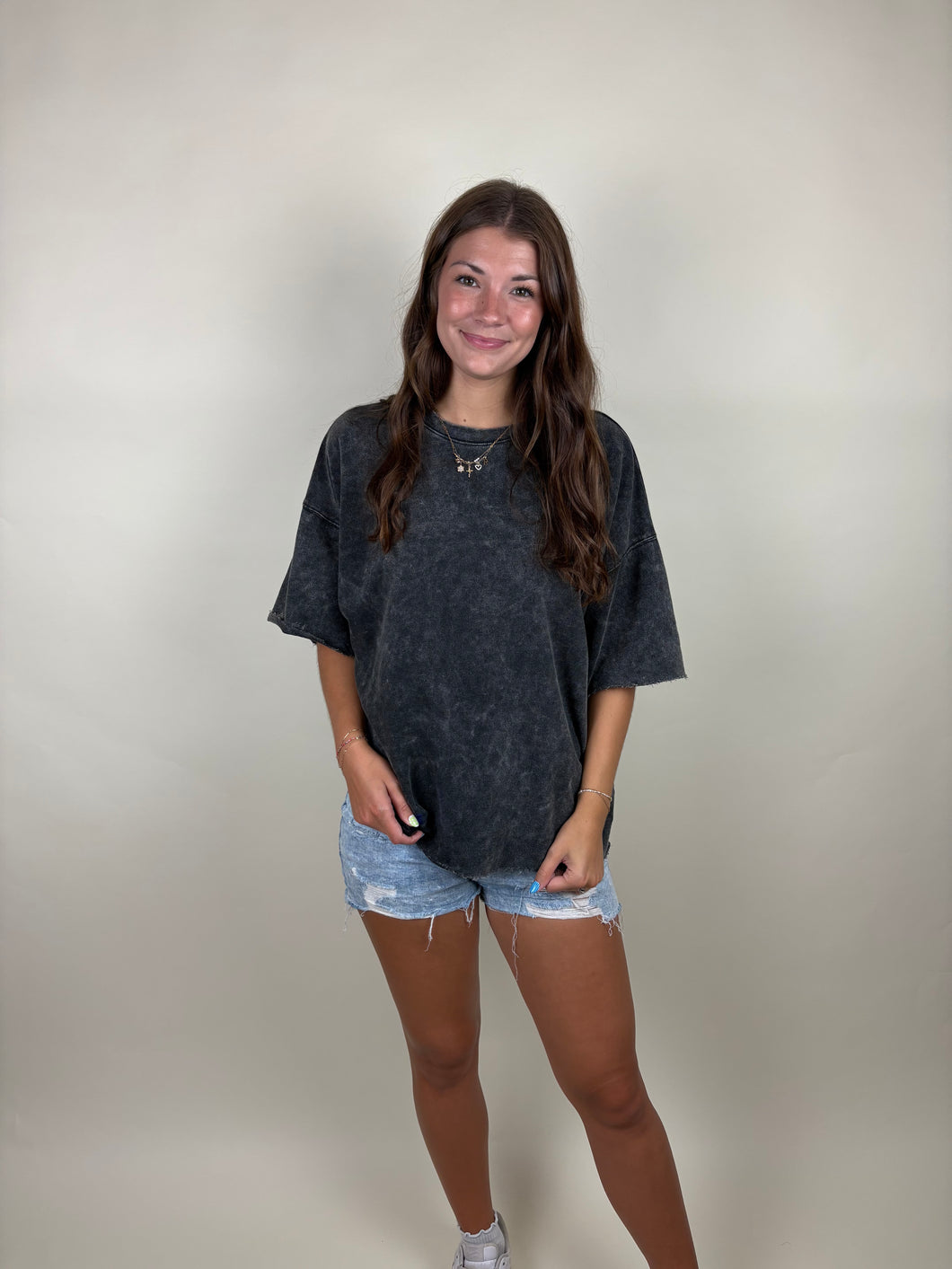 Anytime French Terry Oversized Tee ~ Ash Black