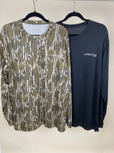 Load image into Gallery viewer, Lifestyle Bottomland Camo long sleeve performance shirt
