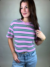 Load image into Gallery viewer, Pink &amp; Green Striped Baby Tee
