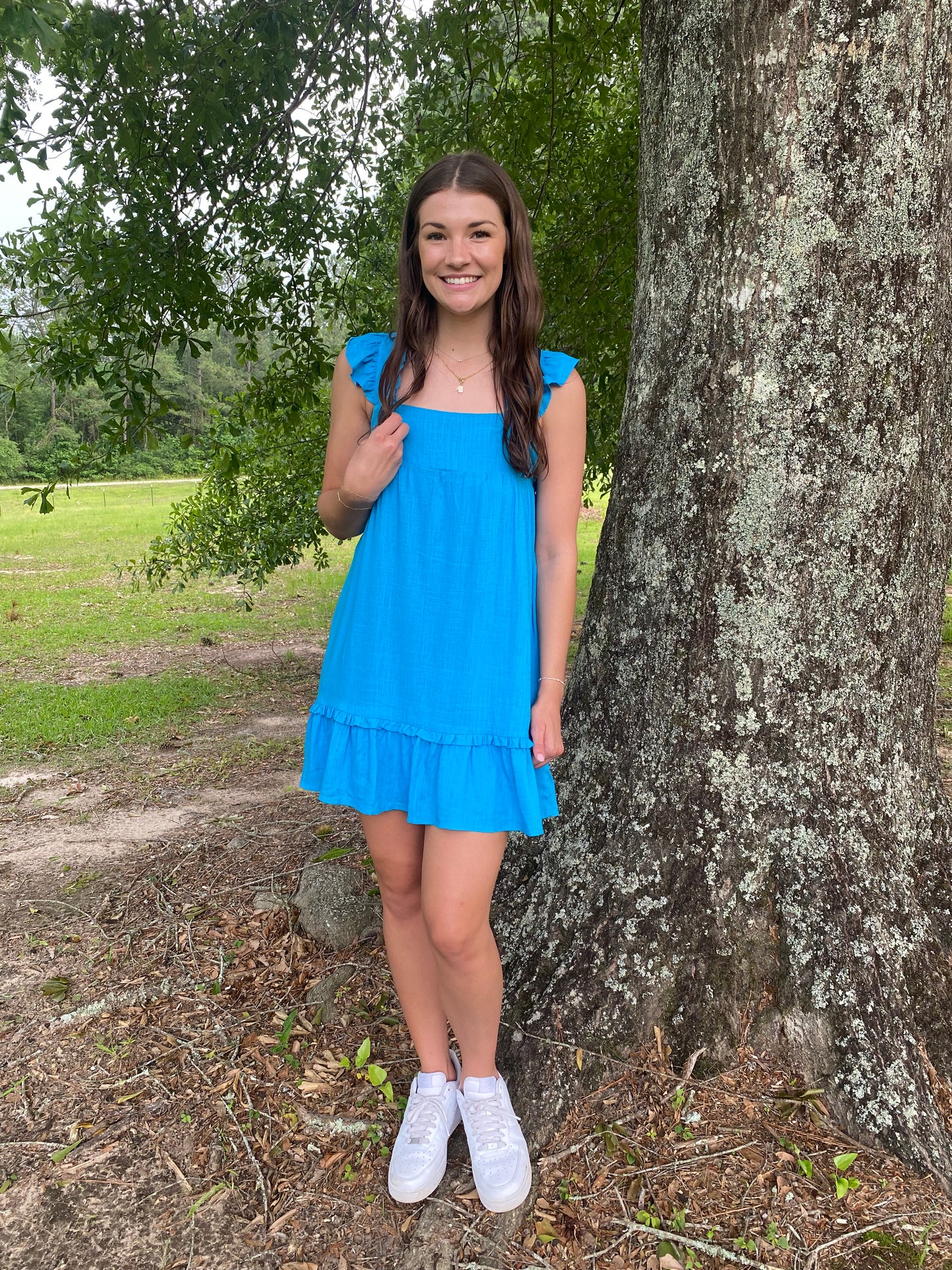 Ruffled Linen Mini Dress