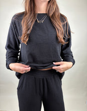 Load image into Gallery viewer, Cozy Day Black Lounge Pant Set
