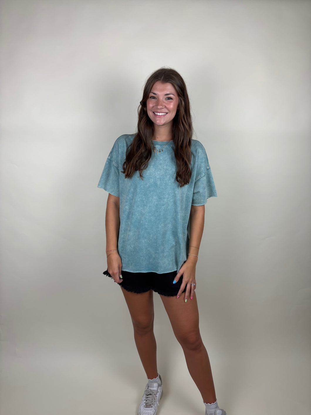 Anytime French Terry Oversized Tee ~ Ash Blue