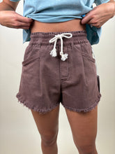 Load image into Gallery viewer, Drawstring High Waisted Denim Shorts ~ Brown
