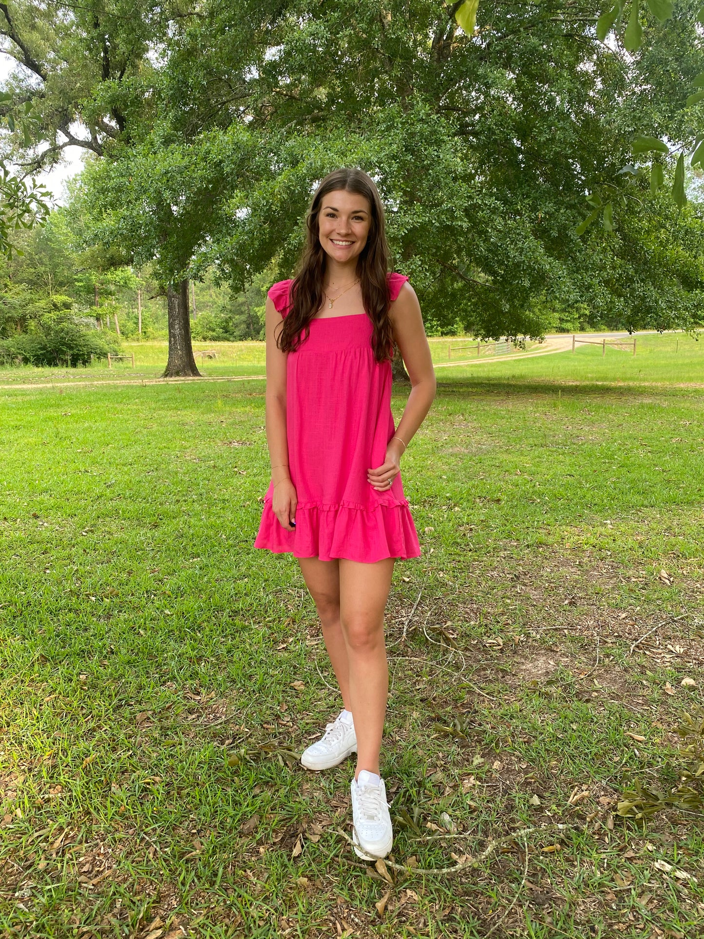 Ruffled Linen Mini Dress
