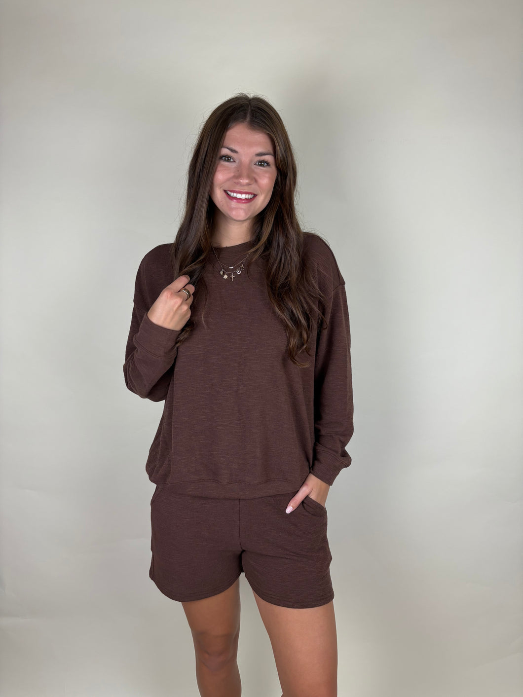Cozy Up Brown Shorts Set