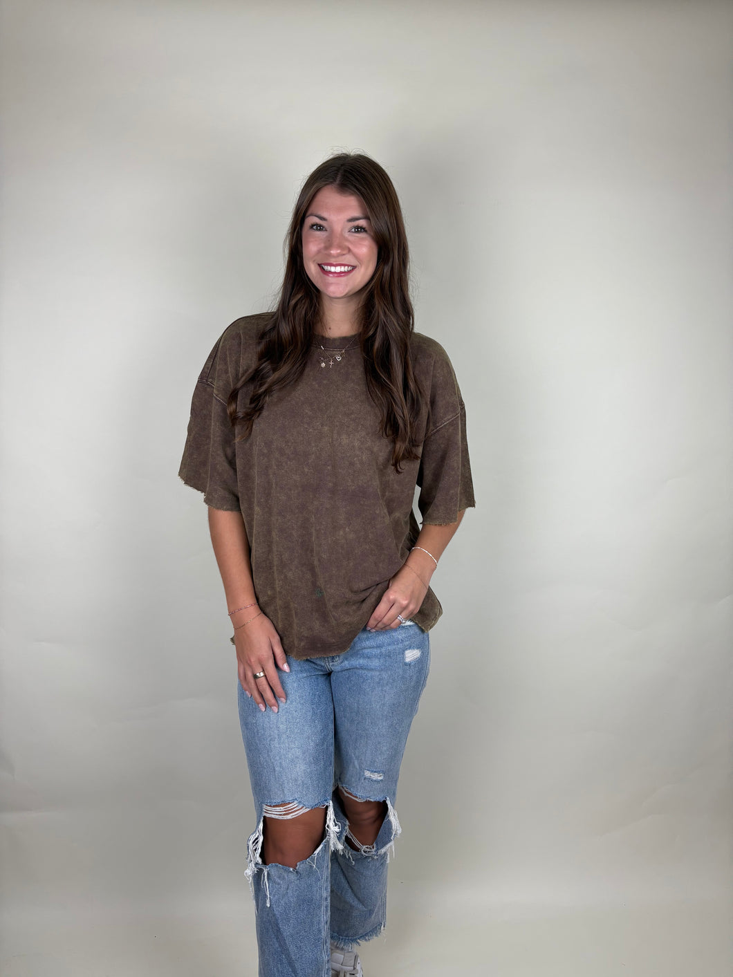 Anytime French Terry Oversized Tee ~Mocha