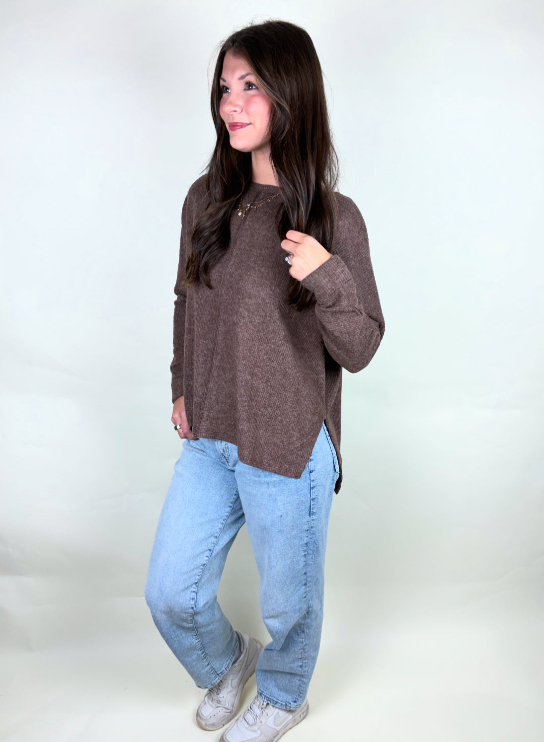 Ribbed Center Seam Sweater