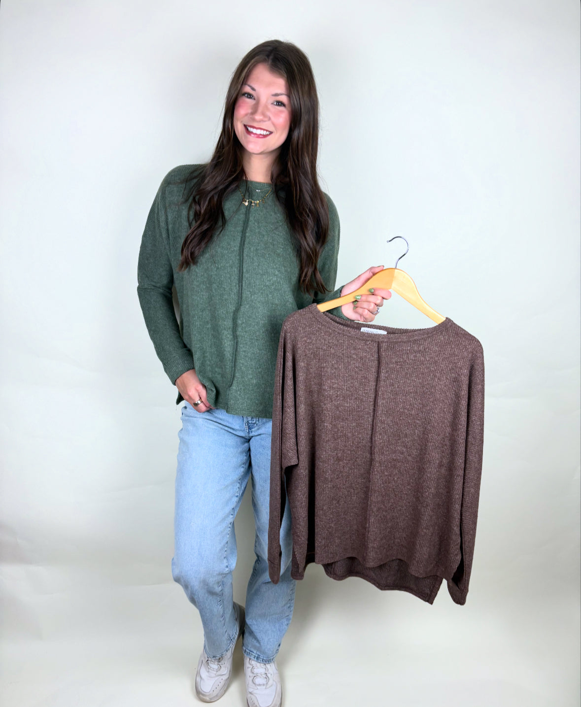 Ribbed Center Seam Sweater
