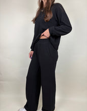Load image into Gallery viewer, Cozy Day Black Lounge Pant Set
