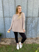 Load image into Gallery viewer, Ribbed Henley Sweater ~ Beige
