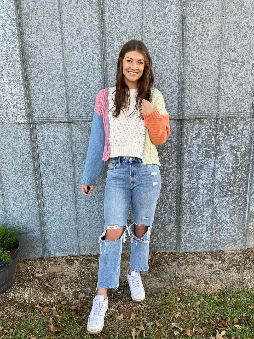 Color Block Casual Knit Sweater