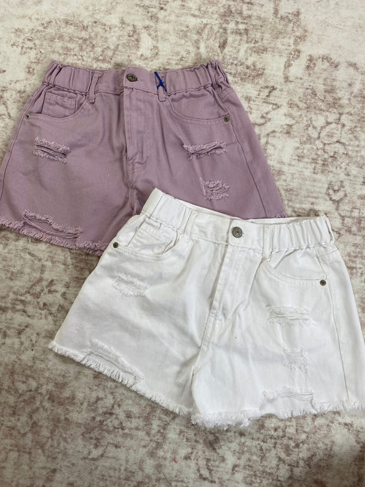 Elastic Waist Denim Shorts