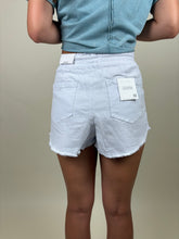 Load image into Gallery viewer, Drawstring High Waisted Denim Shorts ~ White
