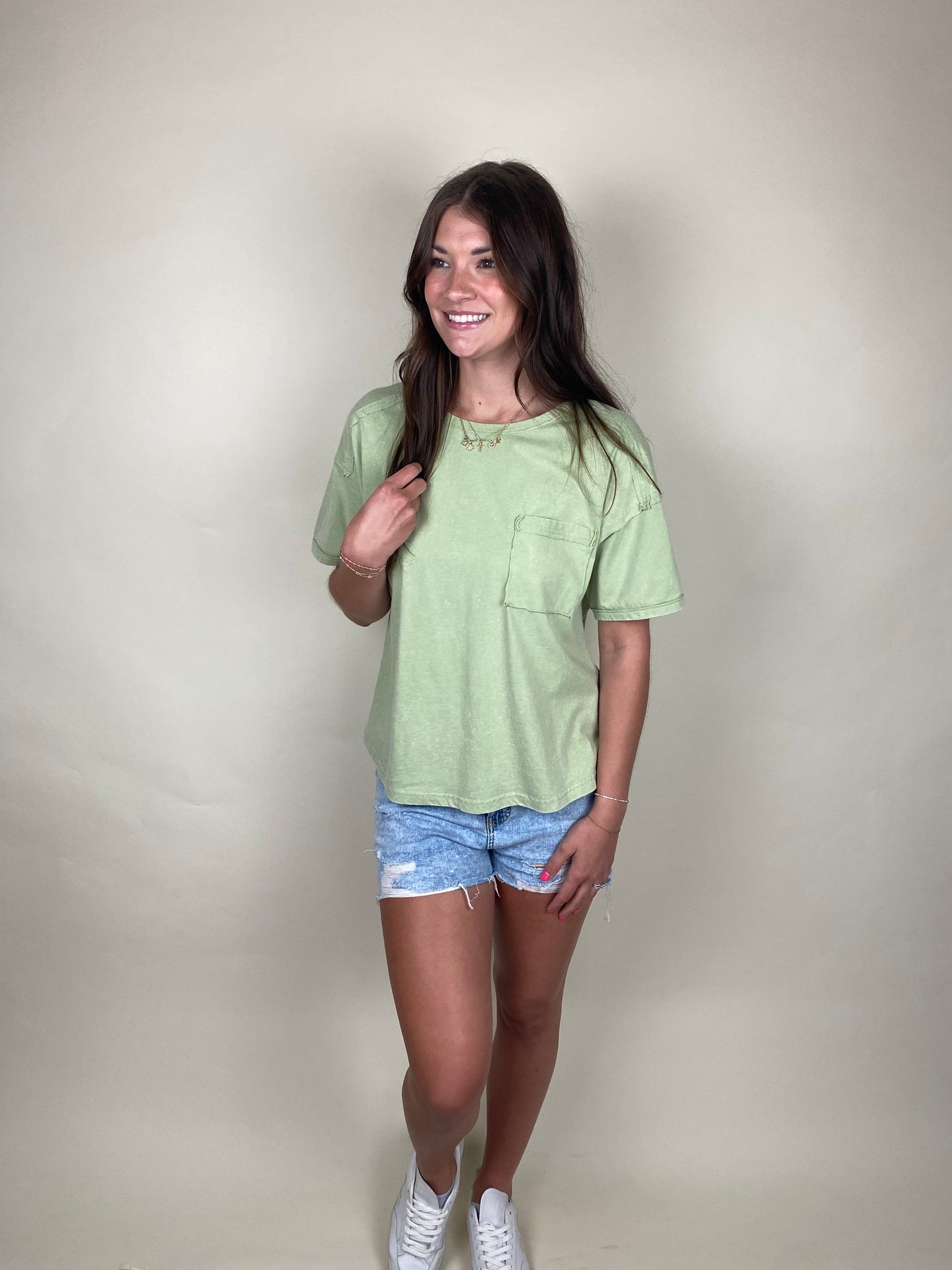 No Time Mineral Washed Lime Top