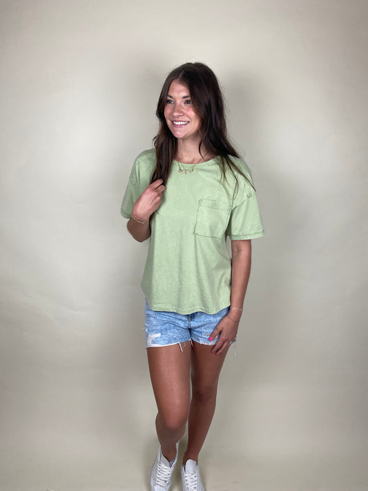 No Time Mineral Washed Lime Top