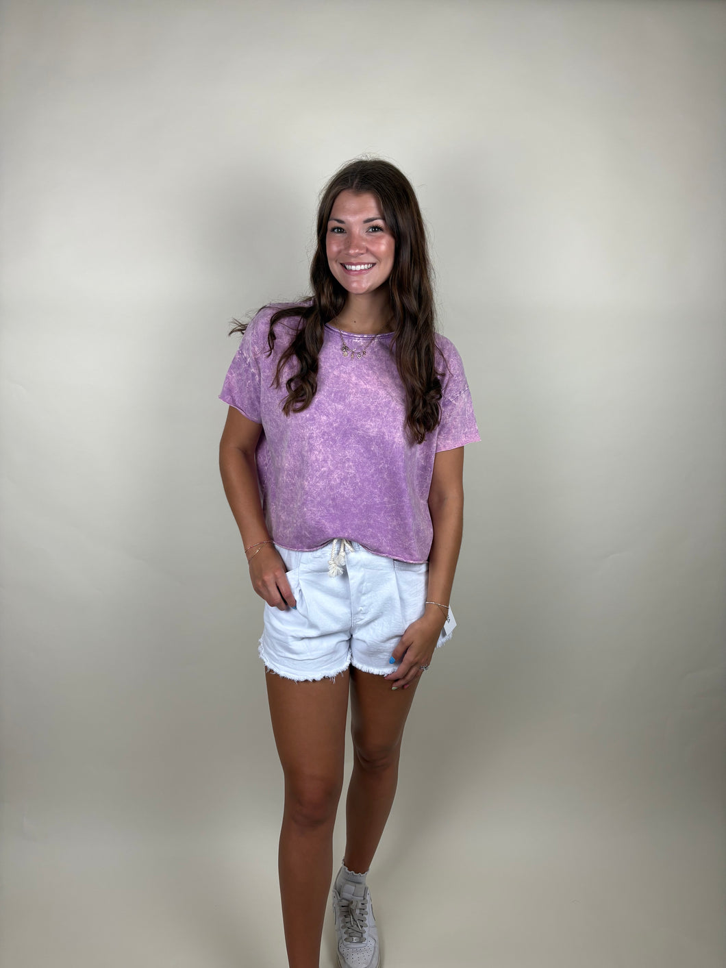 Girls Day Washed Cropped Tee ~ Violet
