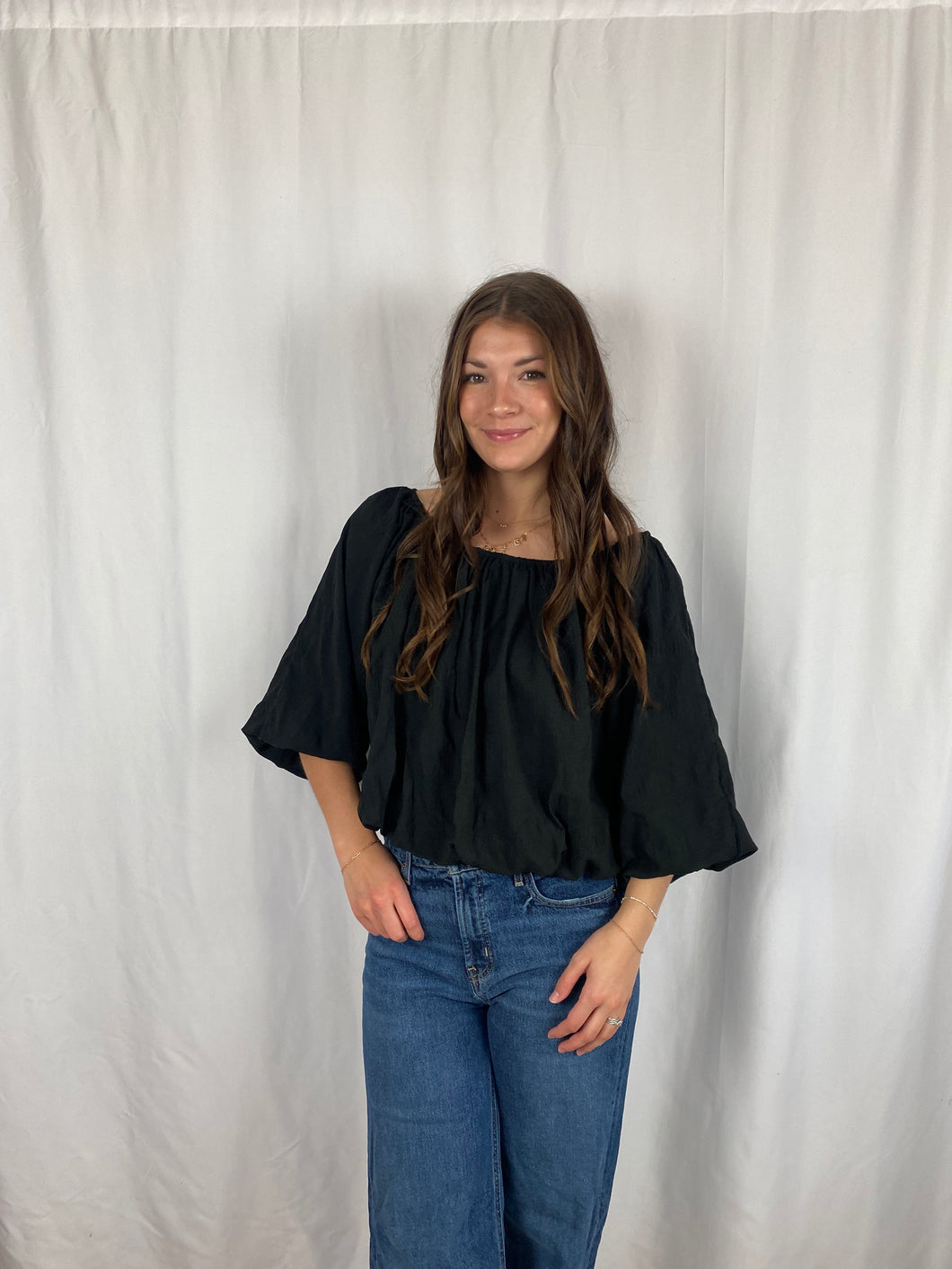Textured Puff Sleeve Blouse