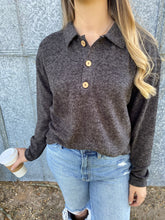 Load image into Gallery viewer, Brushed Collared Sweater ~ Black
