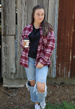 Load image into Gallery viewer, Oversized Plaid Jacket ~ burgundy/ivory
