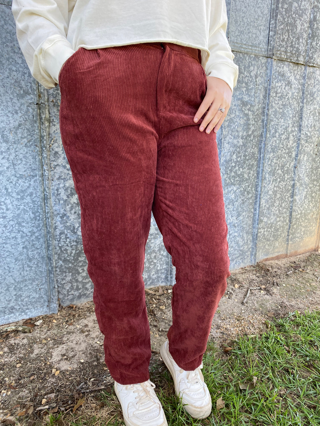 Trendy Corduroy Pants ~ Rust