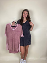 Load image into Gallery viewer, Washed T-shirt Mini Dress ~ Muave
